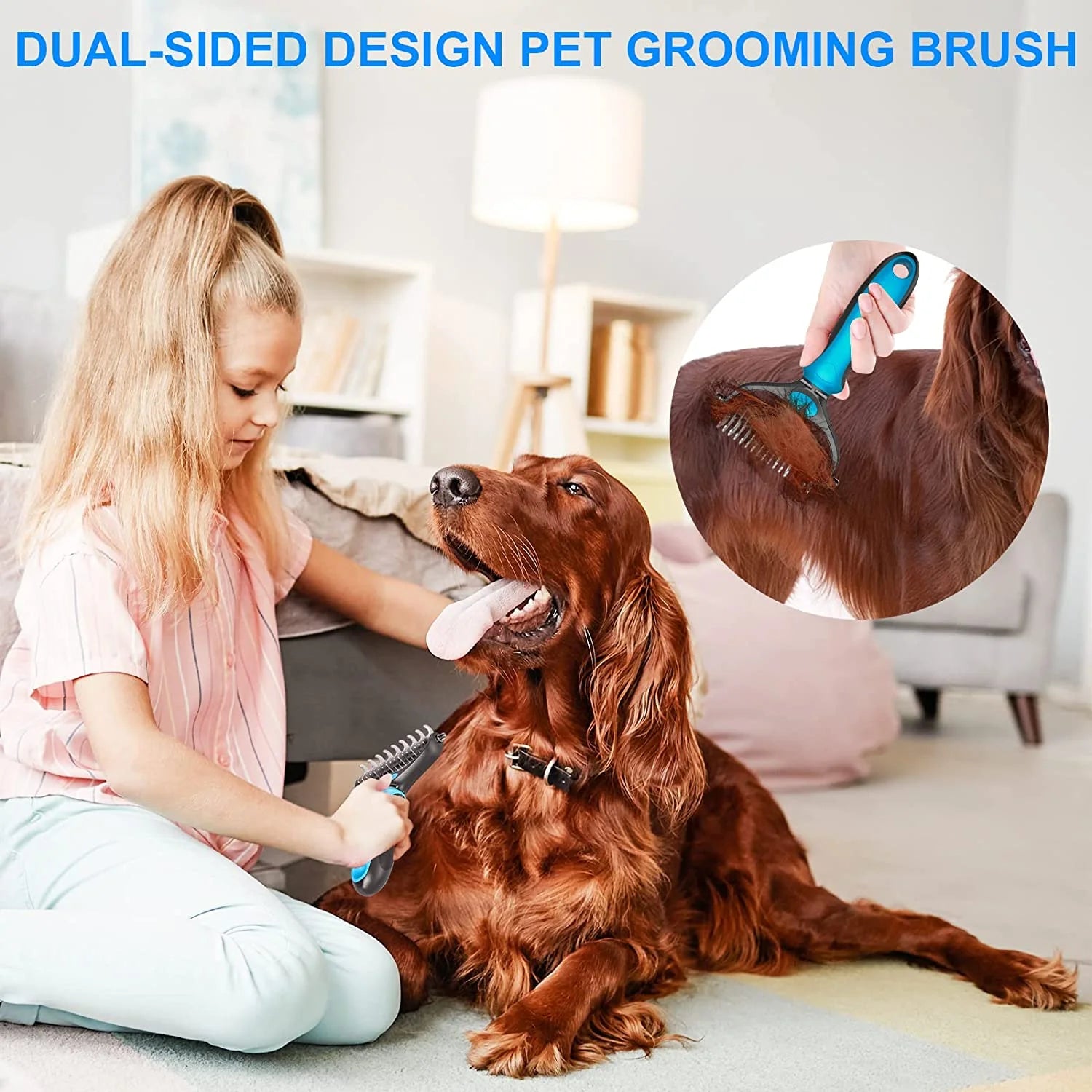 Undercoat Rake for Dogs - Dog Grooming Brush - Dog Deshedding Brush - Dog Hair Brush Set-